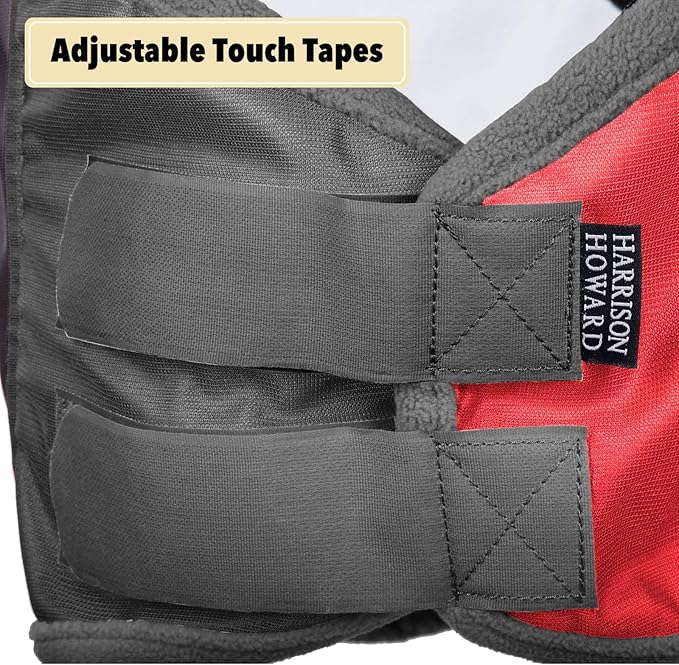 Harrison Howard Pro Luminous Horse Fly Mask Standard with Ears UV Protection for Horse Scarlet Red/Black Large Full Size