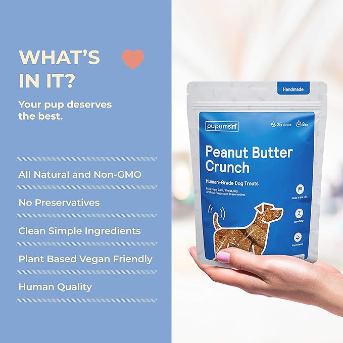 Peanut Butter Crunchy Dog Treats Natural Human Grade Non-GMO Dog Biscuits Made in USA (24oz)