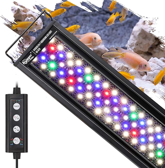 hygger 18W 24/7 Lighting Aquarium LED Light, Sunrise-Daylight-Moonlight Mode and DIY Mode, Adjustable Timer Adjustable Brightness Fish Tank Light with Extendable Bracket 7 Colors for Planted Tank