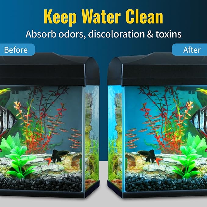 CFS – Pack of 2, Cut to Fit Carbon Infused Filter Pad Media for Clean & Clear Fish Tank and Ponds – Fresh & Filtered Water for Aquariums – Charcoal Filter Pads – Black – 10.5" x 72"