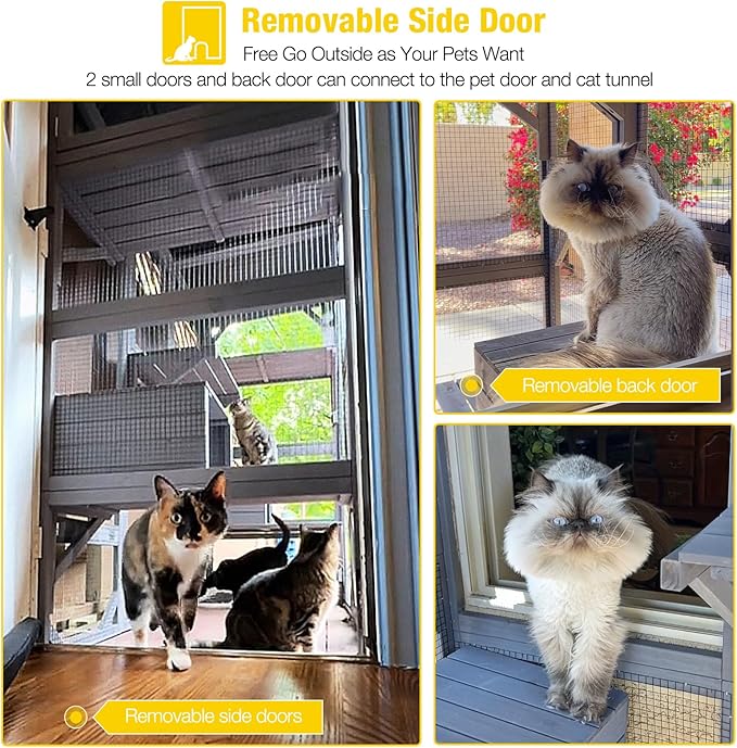 Aivituvin Catio Outdoor Cat Enclosure Large Cat House for Mulitiple Cats Walk in Kitty Cage with Tarp Roof 70"