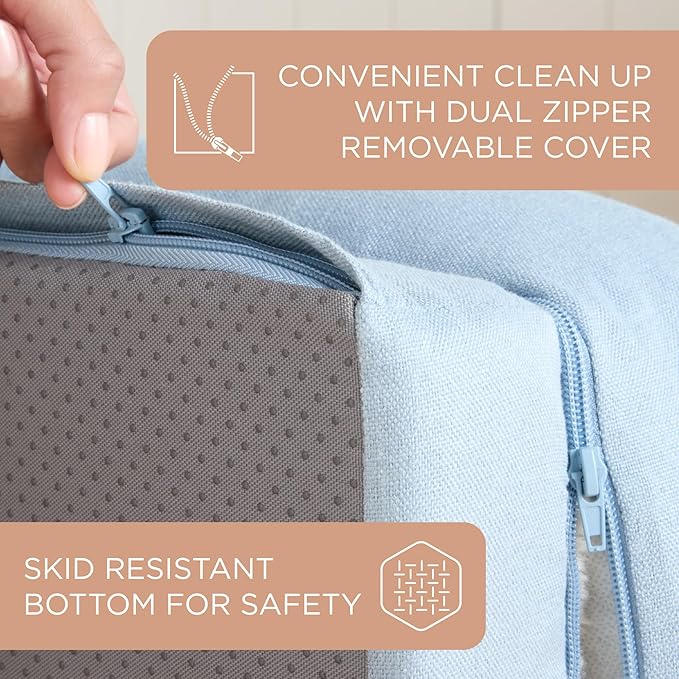 TOWN & COUNTRY EVERYDAY CuddleTown Comfy Solid Bolster Sofa Pet Bed, Supportive & Calming Egg Crate Foam, Non-Slip Bottom, Machine Washable Cover, Blue, Large 35"x25"x8"