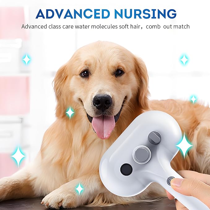 Pet Steam Brush for Dog & Cat – Spray Hair Removal Comb – Steam for Shedding & Grooming – Water Brush for Long & Short Haired Pets