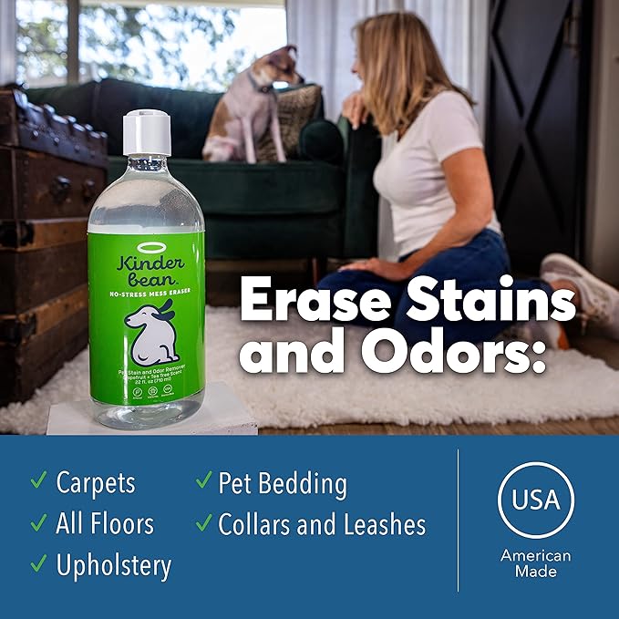 Dog & Cat Urine Stain and Odor Eliminator for Carpet, Upholstery, Hard Floors - Single 24 oz., Grapefruit Tea Tree Scent, Enzyme Bio-Active Formula with Squeeze and Spray Top