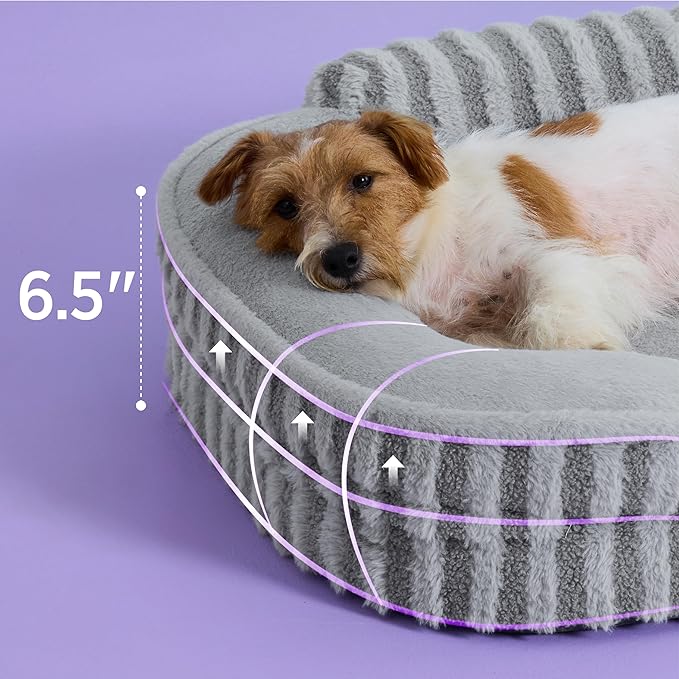 LE SURE Cute Dog Bed Medium Size Dog, Orthopedic Waterproof Medium Pet Beds with Sides, Non-Slip Bottom and Egg-Crate Foam Pet Couch Sofa with Washable Removable Cover, Grey