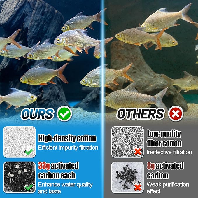 MEWTOGO 12Pcs Large Filter Cartridges for Tetra Whisper Bio-Bag L, Aquarium Replacement Filter with Ultra-Activated Carbon for Tetra Whisper IQ20,30,45,60, PF20,30,40,60, 20i,40i ReptoFilter