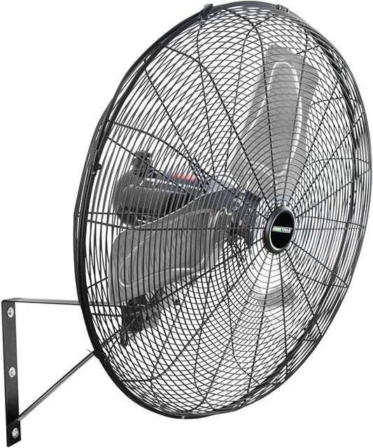 OEMTOOLS 24" Outdoor Wall Mount Fan, 80° Oscillating Fan 6800 CFM Max, Water Resistant, Use in Garage, Gym, Warehouse, Factory and Jobsite