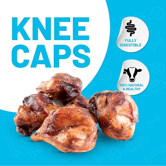 Sitka Farms Premium Smoked Beef Knee Caps - 12 Count - Natural Long Lasting Dog Treats - Low Fat High Protein Dog Bones