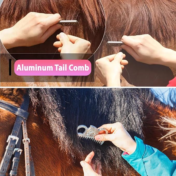 Horse Grooming Kit 13 Piece, Horse Brushes for Grooming Supplies with Tote Bag, Horses Tack Brush Set for Effective Grooming and Cleaning, Gift for Horse Riders Beginners (Pink)