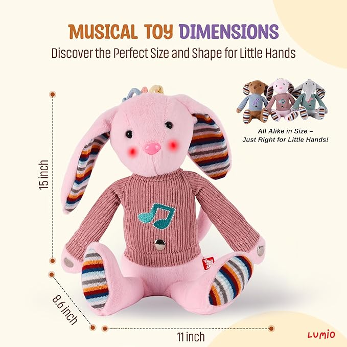 Lumio Musical Stuffed Animal Plush Toy with Lights & Sounds - Cute Interactive Toy for Newborns, and 3 6 12 to 48 Months (Puppy)