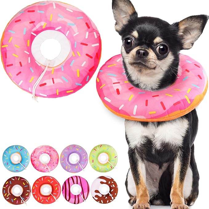 Cat Cone Collar Soft, Cute Cat Donut Collar After Surgery, Adjustable Kitten Recovery Cones to Stop Licking, Lightweight Neck Elizabethan Collars for Cats Kittens (Pink, Large)