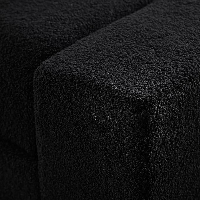 Teddy Storage Ottoman Bench for Bedroom, Comfy Boucle End of Bed Bench with Large Hidden Storgae Space, 55 inches Window Bench for Living Room/Reception Room/Mudroom, Black
