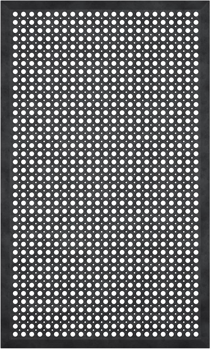 Ottomanson Heavy Duty Rubber Floor Mat – Non-Slip, Waterproof, Easy to Clean – Anti-Fatigue Mat for Commercial Kitchens, Restaurants, Workshops – Oil Resistant, Hose Washable – 36" x 60", Black