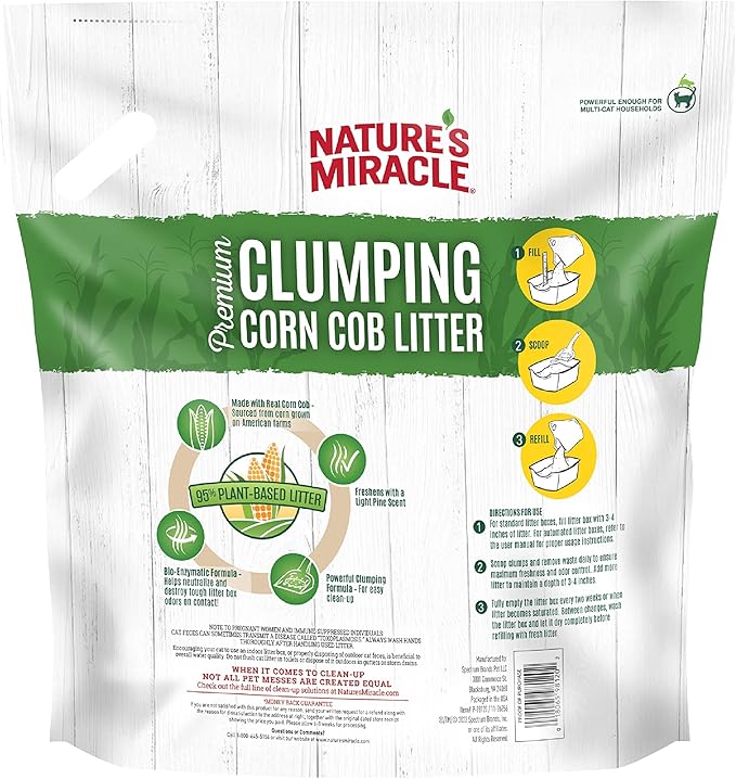 Nature's Miracle Premium Clumping Corn Cob Litter, Tough Odor Bio-Enzymatic Formula, Dust Free