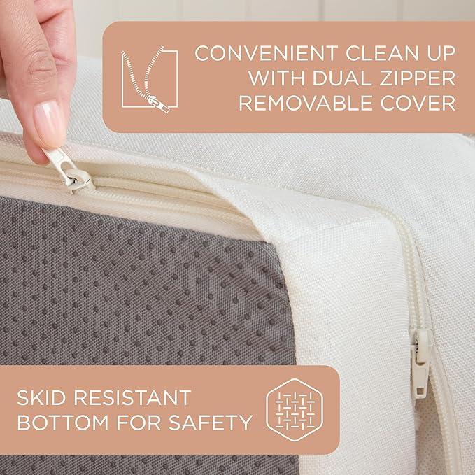 TOWN & COUNTRY EVERYDAY CuddleTown Comfy Solid Bolster Sofa Pet Bed, Supportive & Calming Egg Crate Foam, Non-Slip Bottom, Machine Washable Cover, Cream, Medium 28"x23"x8"