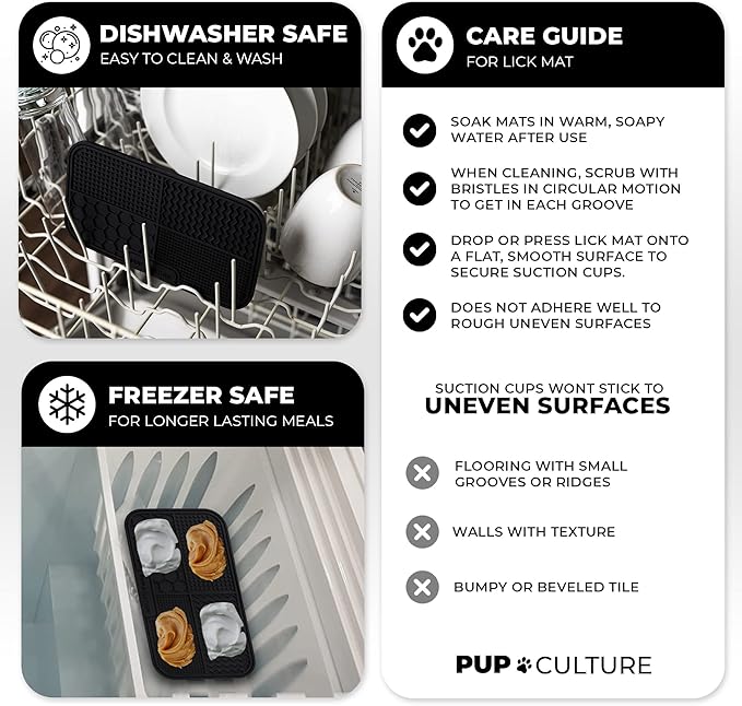 Pup Culture Dog Lick Mat for Dogs, Feeding Pad for Anxious Pets Plus 4 Different Puzzles for Mental Stimulation for Dogs - Supports Mental, Dental, and Digestive Health, Bite Resistant and Heavy Duty