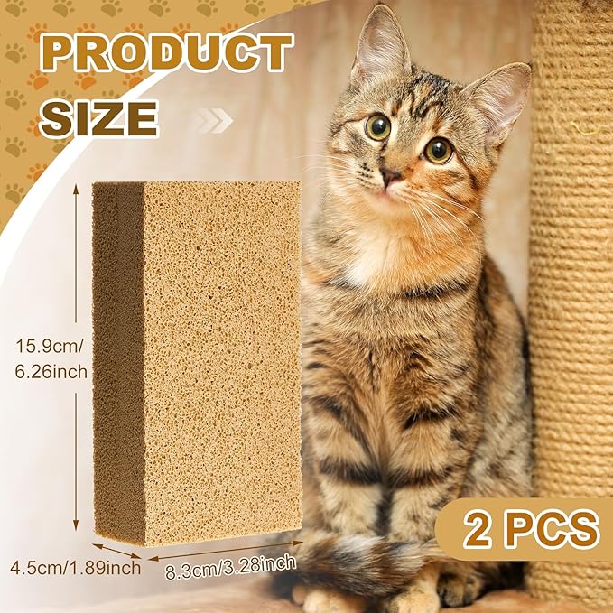 2 Pack Pet Hair Remover Sponge Cat and Dog Hair Sponge Rubber Pet Fur Lifter Removal Tool, Remove from Furniture, Carpet, Bedding, Clothing, 6.26 x 3.28 x 1.89 Inch
