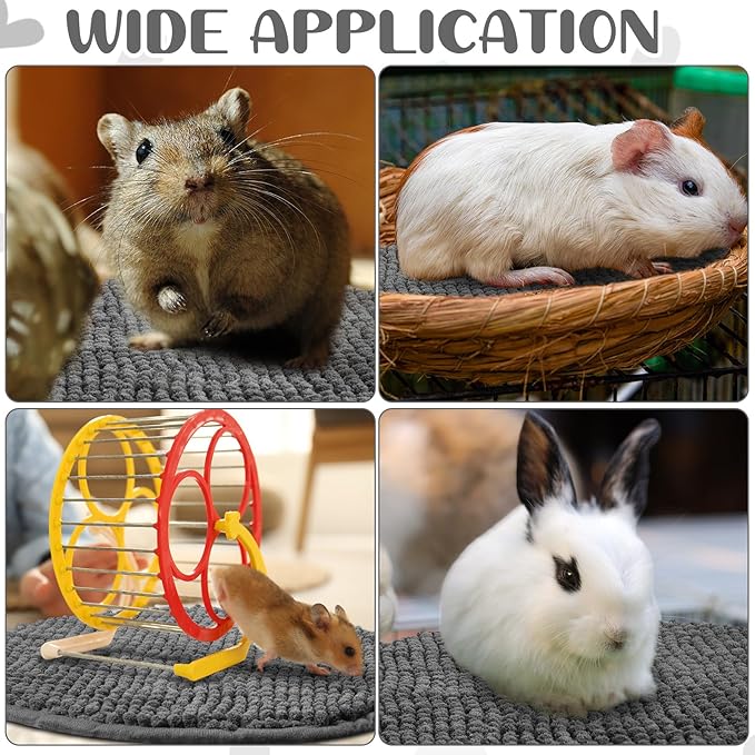 Amylove 4 Pcs Guinea Pig Cage Liner Guinea Pig Bedding Washable Fleece Pee Pads Reusable Small Animals Training Mat Small Animal Sleeping Bed for Bunny Hamster(Dark Gray,Diameter 12 Inch)