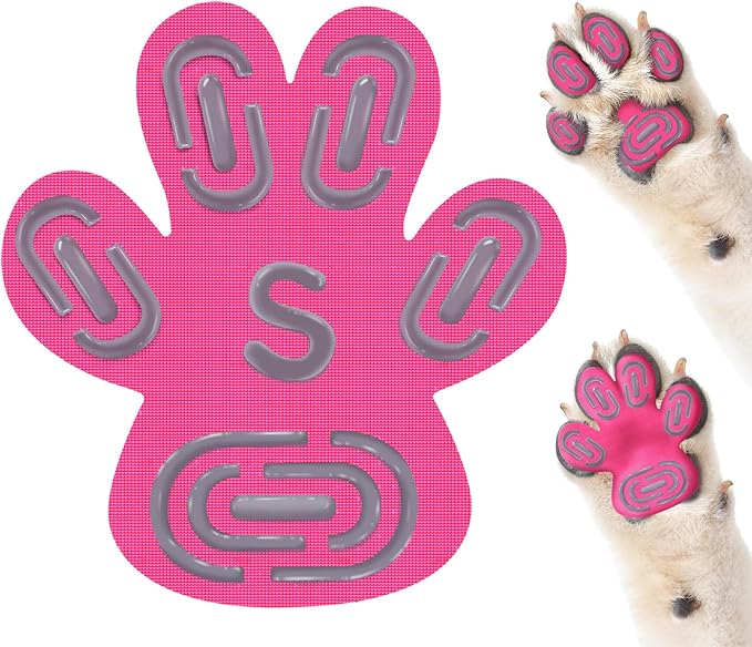 Non-Slip Dog Paw Protector Pads for Senior Dogs, Dog Paw Adhesive Pads on Hardwood Floor,Pets Essentials with Strong Traction,Pink,12 Sets 48 pc S