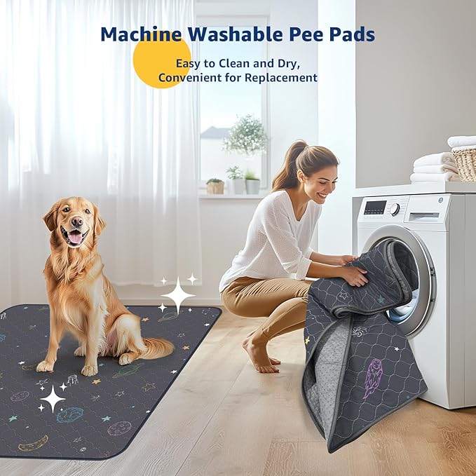 LOOBANI Washable Pee Pads for Dogs: Large Dog Pee Pad Reusable 65" x 48", Absorbent Pet Whelping Pads, Waterproof and Non-Slip Dog Training Mats for Crate, Playpen, Floor, Sofa, Cage, Grey
