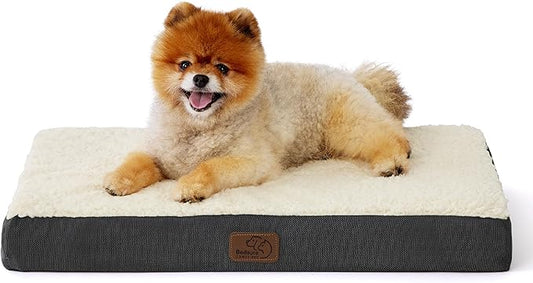Bedsure Dog Bed for Small Dogs - Orthopedic Flat Puppy Beds with Removable Washable Cover, Egg Crate Foam Pet Mat, Suitable for Pet Up to 20 lbs