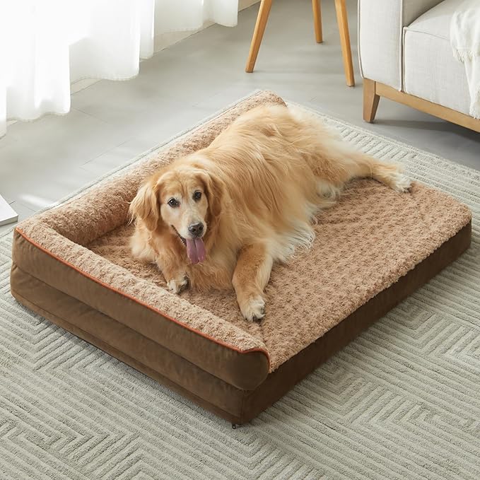 BFPETHOME Orthopedic XXL Dog Bed for Extra Large Dogs, Waterproof Sofa with Sides, Non-Slip Bottom and Egg-Crate Foam Couch Bed with Washable Removable Cover