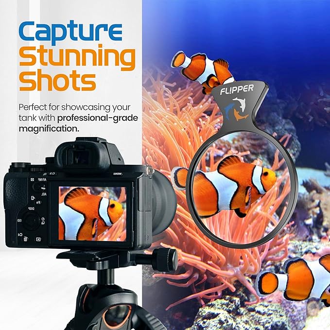 Flipper DeepSee 4" Viewer - Filter Clear Lens and Aquarium Magnetic Magnifier - Fish Tank Magnifying Glass for Coral Reef Aquarium - Magnetic Magnifying Glass Ideal for Photography - Black