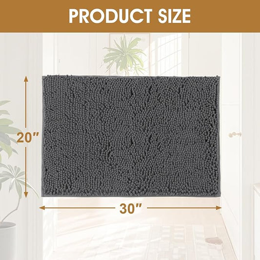 IM HOME 4 Pieces Muddy Door Mats for Dogs, Chenille Absorbent Pet Mats, Quick Dry, Trap Dirt Non Slip Heavy Indoor Doormat Soft Dog Bed Mat Front Inside Door Mat for Indoor Outdoor Entrance,Grey