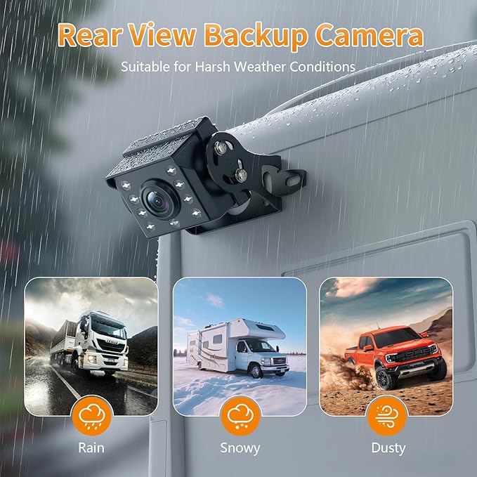Wired Reverse Backup Camera with 7" Screen, Waterproof IP68, Night Vision Vehicle Camera for Truck, RV, Trailer, Vans, Bus - Tulakeey