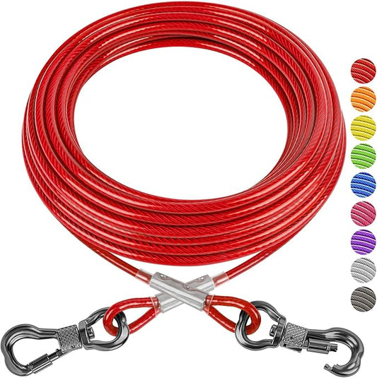 XiaZ Dog Tie Out Cable 60ft, Heavy Duty Dog Chains for Outside with Lockable Hook, Pet Runner Cable Leads for Yard, Dogs Line Tether for Small Medium Large Dogs Up to 125 LBS