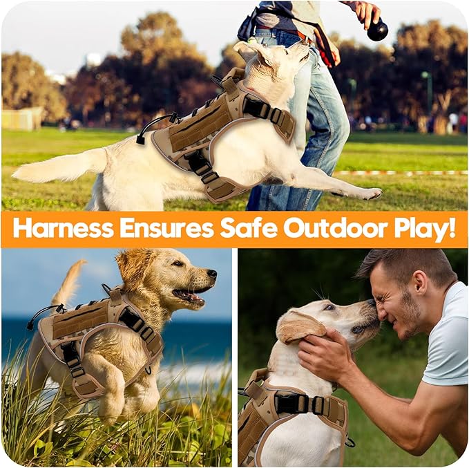 Heavy-Duty Tactical Dog Harness for Large Dogs, No Pull Adjustable Reflective Pet Vest with Molle System, K9 Military-Grade Control for Service Training, Outdoor & 10+ Breeds, Desert Camo, X-Large