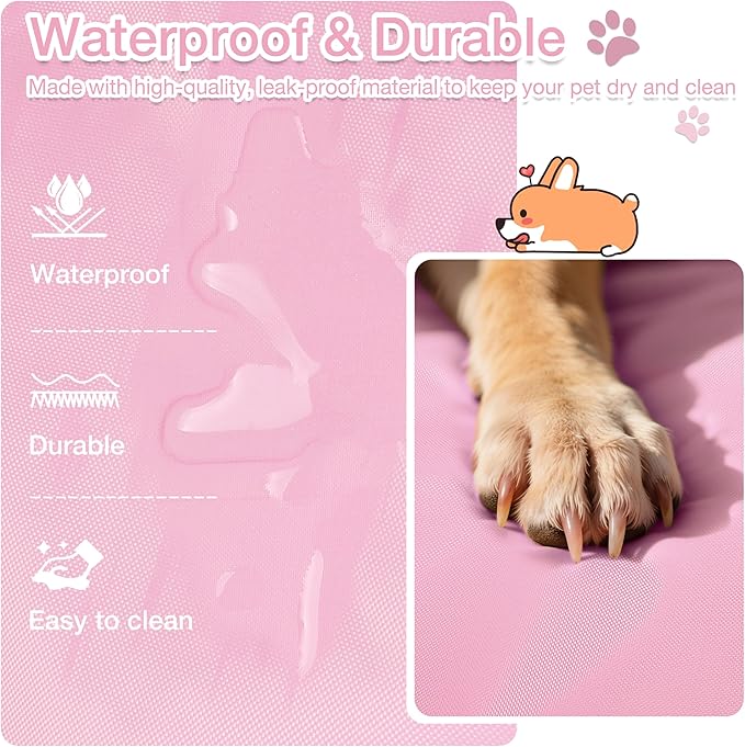 Kritter Planet Waterproof Foldable Dog Bed Pad for Camping & Travel, Portable Roll-Up Dog Bed Car Seat Pet Cushion Mat with Handles for Medium & Large Dogs, Indoor & Outdoor Use