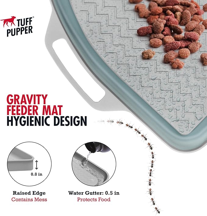 Tuff Pupper 26x21 Large Waterproof Pet Feeding Mat | Designed for Pet Fountains, Dog Gravity Water Bowls, Elevated Feeders | Raised Edges Prevent Spills | Dishwasher Safe | Non Slip Silicone Base