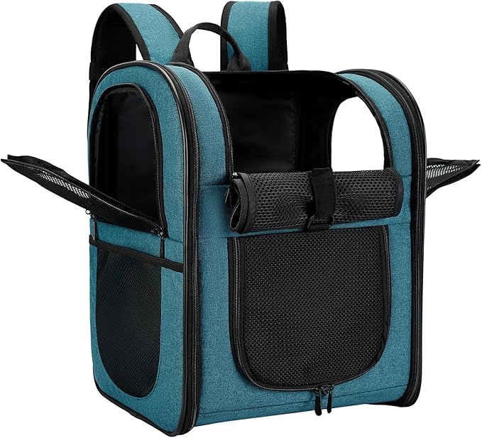 Apollo Walker Dog & Cat Carrier Backpack for 4-15lb Pets - Ventilated Safe Design with Padded Back Support, Breathable Mesh Pet Backpack for Hiking, Travel, Outdoor (Teal)