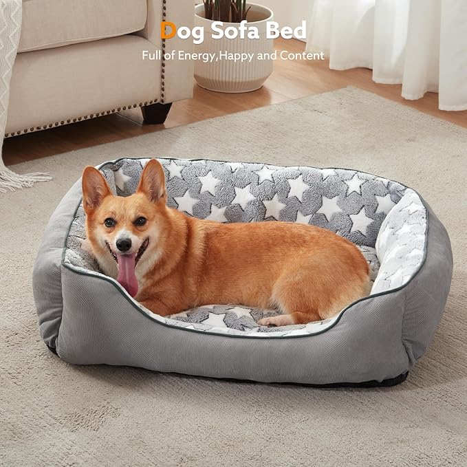 SIWA MARY Rectangle Dog Bed for Medium Large Dogs, Calming Dogs Bed Large Size, Orthopedic Dog Sofa Bed, Warming Soft Calming Sleeping Puppy Bed, Pet Bed with Anti-Slip Bottom, M(30"x24"x9")