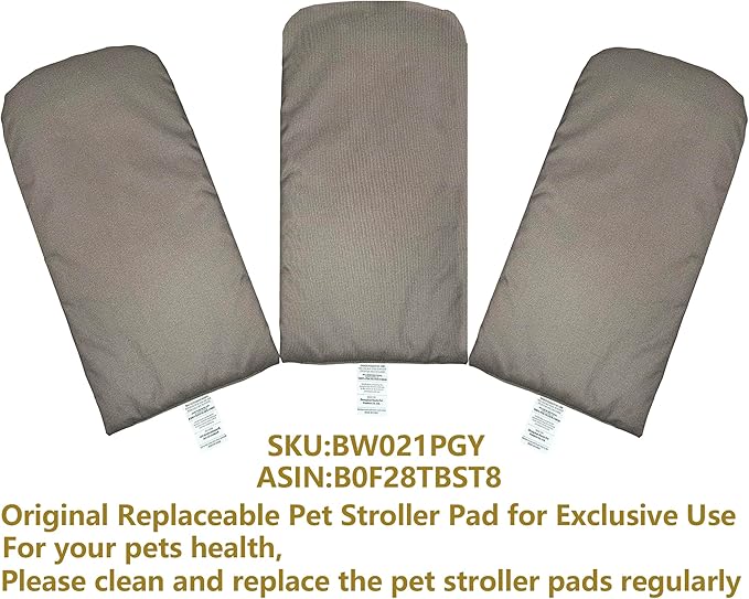 ROODO Pet Stroller Inner Pad for Exclusive Use,Original,Replaceable,Easy to Clean,Set of 3 pc(Gray)