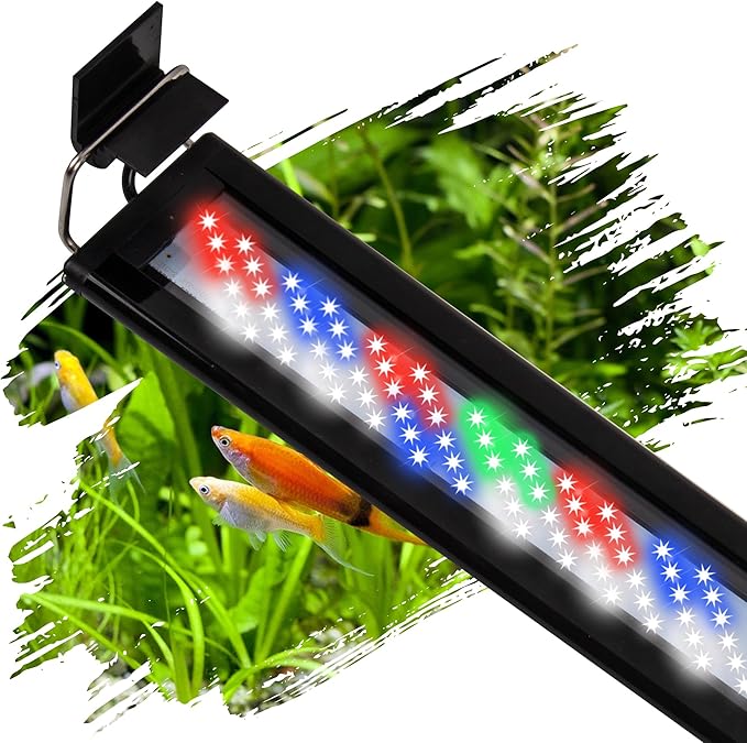 Led Aquarium Light, Full Spectrum Fish Tank Lights, 30 Inch Freshwater Fishtank Hood Lighting for Grow Fish, Plants, Adjustable from 24 to 30in