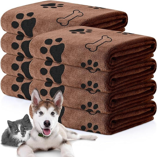 Chumia 8 Pcs Dog Towels for Drying Dogs Cats Pet Towels Bulk Puppy Microfiber Quick Drying Paw Bath Bathing Supplies Absorbent for Medium Pets(Coffee,40 x 24 Inch)