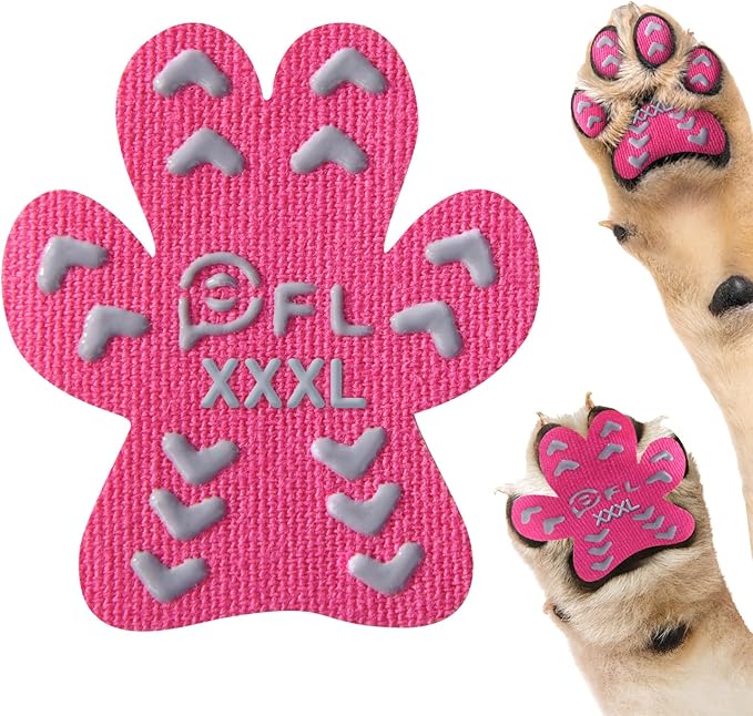 Non-Slip Dog Paw Protector Pads for Senior Dogs, Dog Paw Traction Stickers with Anti-Slip Rubber, Help Dogs Walk on Hardwood Floor, Pink 48pcs, XXXL for 80+lbs