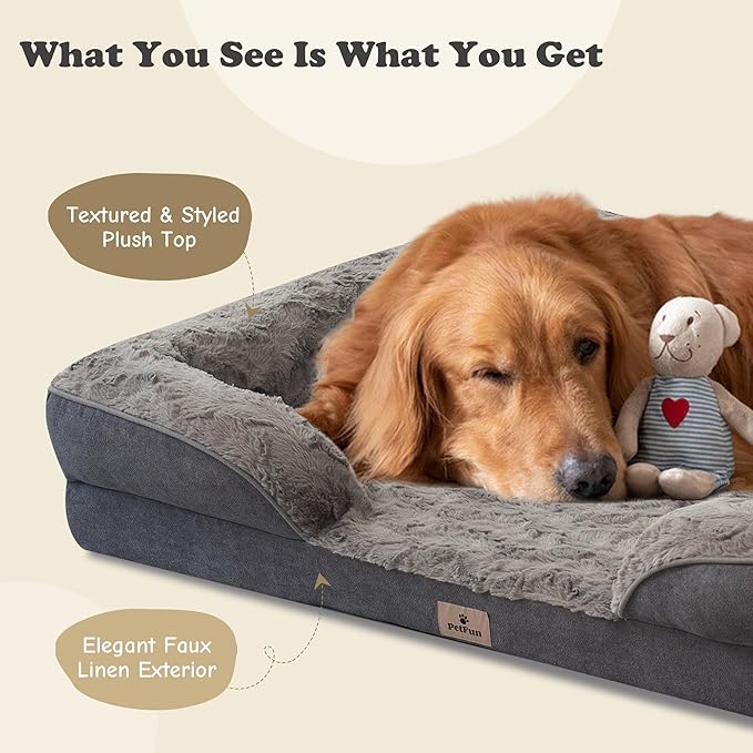 XXL Orthopedic Dog Bed - Washable Dog Sofa Beds for Giant Dogs, Supportive Foam Pet Couch Bed with Removable Washable Cover, Waterproof Lining and Nonskid Bottom