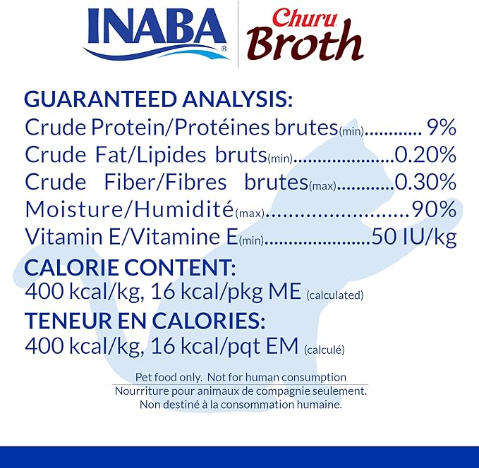 INABA Churu Broth for Cats, Creamy Broth with Shredded Chicken Side Dish Pouch, 1.4 Ounces per Pouch, 12 Pouches, Chicken & Seafood Variety (Pack of 2)