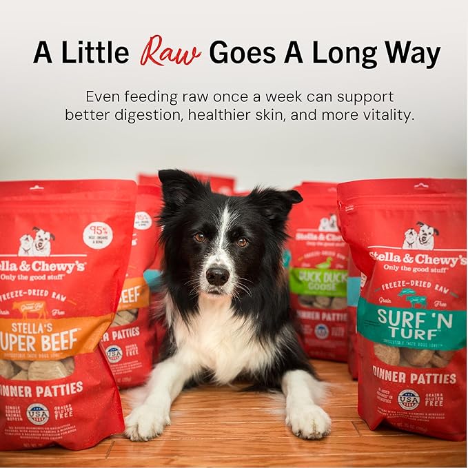 Stella & Chewy's Freeze-Dried Raw Dinner Patties - Turkey Recipe - High Protein Grain-Free Puppy & Dog Food - Perfect For Picky Eaters - 5.5 oz
