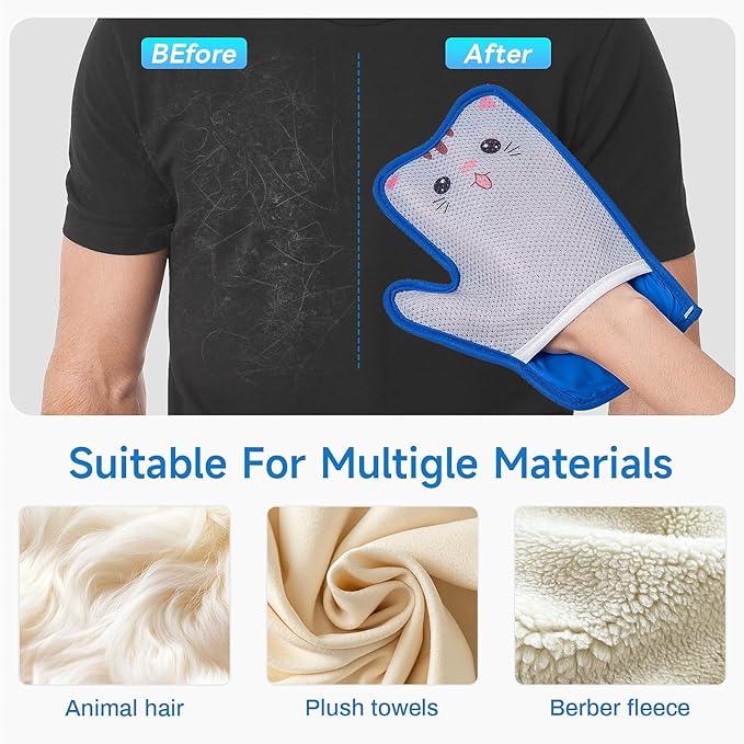 Haiou 4 Pcs Pet Hair Removal Gloves Washable, Magic Brush Reusable Grooming Gloves for Dogs, Cats on Furniture, Beds, Cars Quick Fur Remover Tool