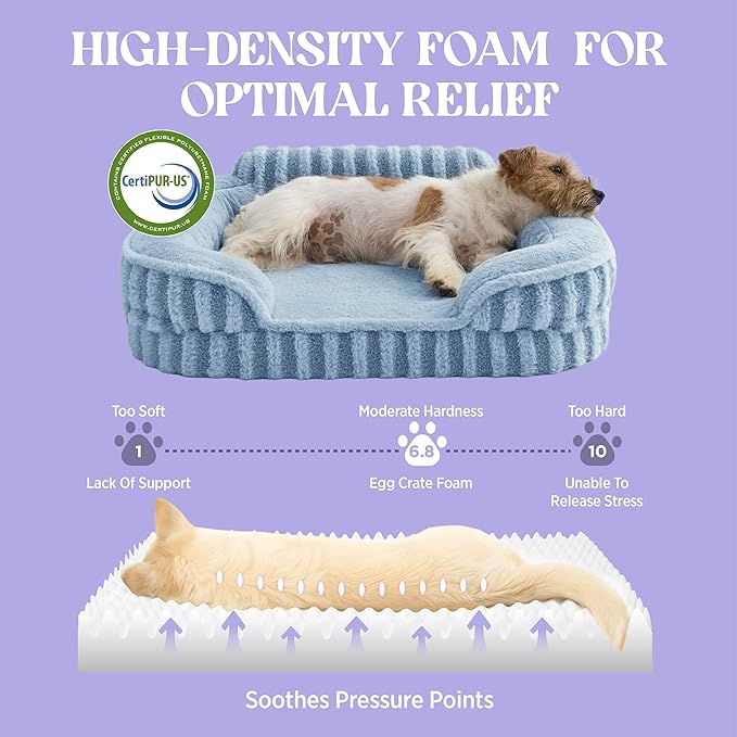 LE SURE Cute XL Dog Beds, Orthopedic Waterproof Dog Bed for Extra Large Dogs, Non-Slip Bottom and Egg-Crate Foam Big Pet Couch Sofa with Washable Removable Cover, Blue