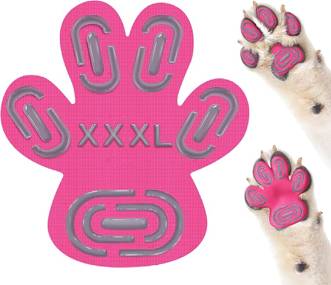 Non-Slip Dog Paw Protector Pads for Senior Dogs, Dog Paw Adhesive Pads on Hardwood Floor,Pets Essentials with Strong Traction,Pink,12 Sets 48 pc XXXL