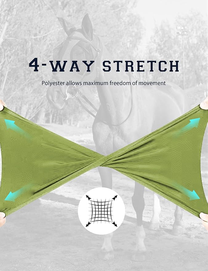 Horse Fly Mask with Ears, UV Protection for Horses, Elasticity with Big Mesh Eye Covers, Snug Fitting Comfortable Breathable Lightweight for Horses Olive Green Full Size