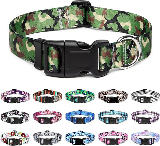 Mercano Adjustable Dog Collar - Special Design Patterns, Soft Nylon Comfortable Durable Pet Collar for Small Medium Large Dogs (XS, Dog Camouflage Green)