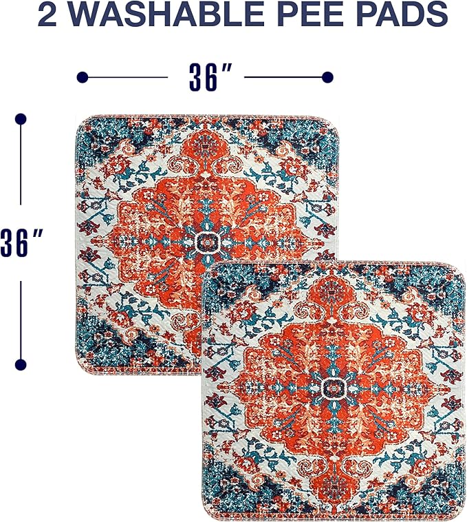 Washable Pee Pads for Dogs - Super Absorbent Reusable Puppy Training Pads - 100% Waterproof, Leak-Proof & Non-Slip Whelping Pads for Pet Housebreaking