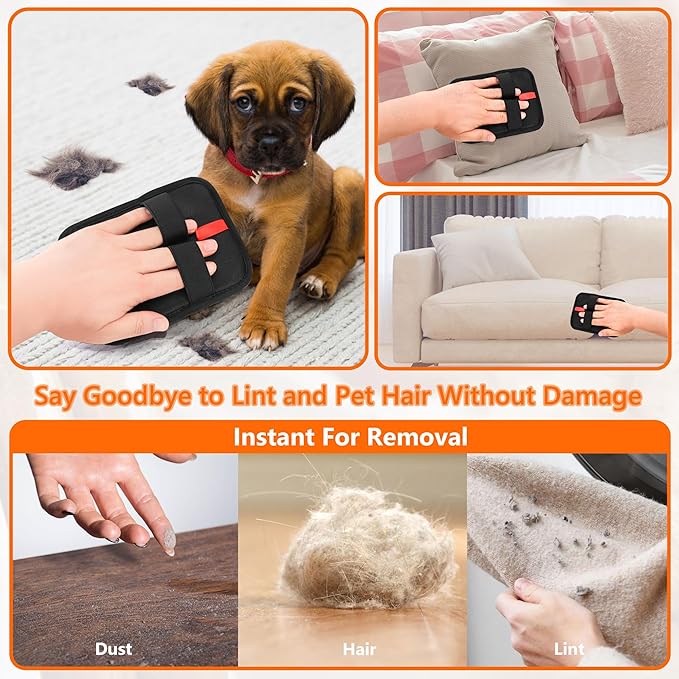 Pet Hair Removal Glove，Static Electricity Grooming Mitt Tool for Dogs & Cats - Remove Fur from Pets, Furniture, Car Seats