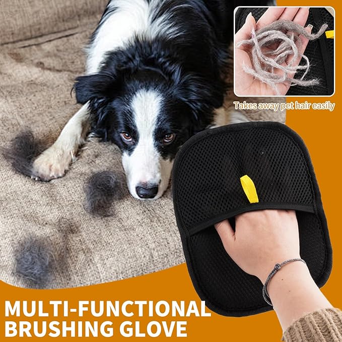 2PCS Electrostatic Pet Grooming Gloves, Reusable Hair Remover for Dog Cat Fur on Clothes Furniture Car Seat/Green